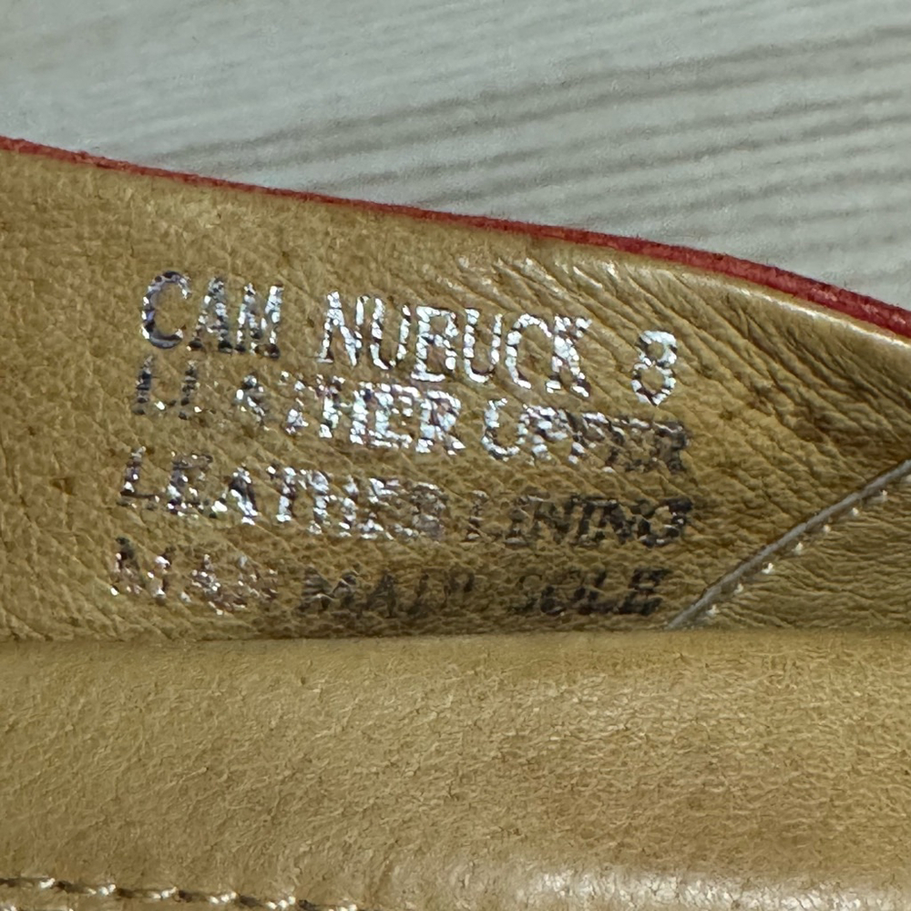 Chocolate Blu Cam Red Leather Pleated Front Slipon Flat Size 8 - Picture 6 of 6